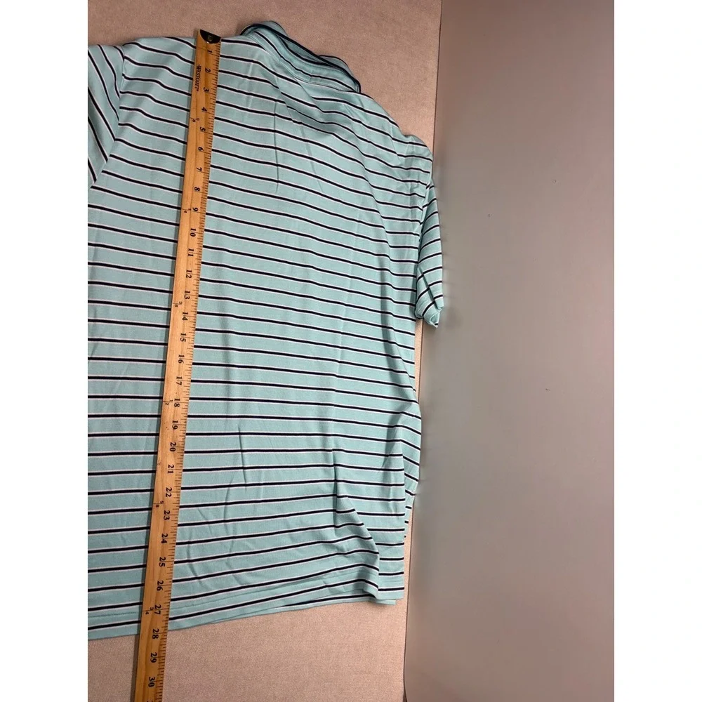 Polo Ralph Lauren Shirt Mens L Blue Striped Knit Logo Preppy Golf